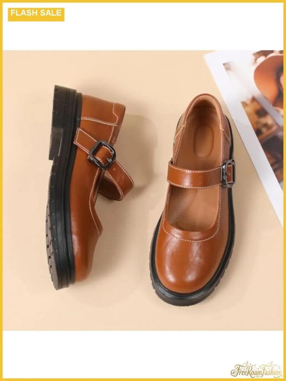 Women Mary Jane Platform Oxford Shoes Buckle Strap Casual Comfort